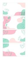 Trendy abstract background set with fluid shapes and floral element in pink pastel colors. Modern Memphis geometric wave for presentation, business card, brochure, wallpaper. Vector illustration.