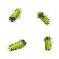 espárragos en rodajas de verduras. boceto dibujado a mano pintura acuarela verde sobre fondo blanco. Ilustración de vector gráfico de textura grunge.