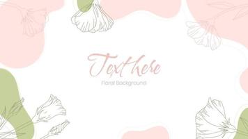 Trendy abstract background with fluid shapes and floral element in pastel colors. Modern geometric wave vector for presentation, wrapper, poster, blog, wallpaper, wedding. Vector illustration.