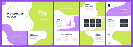 Set of modern presentation templates. Presentation design, portfolio vector templates with flowing colorful trendy gradients of geometric shapes. Slide page, flyer, website, company profile