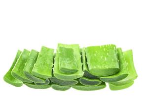 Fresh sliced aloe vera isolated over white. photo