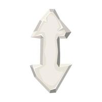 Cartoon double-sided stone Arrow on a white isolated background. Stone elements game design. Icon. Vector illustration.