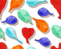 patrones sin fisuras de globos desinflados. globos inflables brillantes de varias formas y colores. elementos decorativos festivos. ilustración de dibujos animados vectoriales. vector
