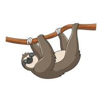 cartoon illustration a sloth is hanging on a tree casually to enjoy the hot sun in the morning vector