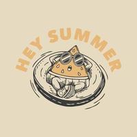 vintage slogan typography hey summer for t shirt design vector