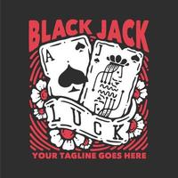 diseño de camiseta black jack con jack y como pala jugando a las cartas con fondo gris ilustración vintage