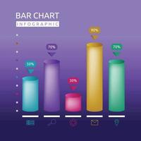 plantilla de infografía de datos estadísticos de gráfico de barras de tubo vector