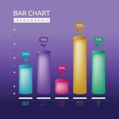 Tube Bar Graph Chart Statistic Data Infographic Template