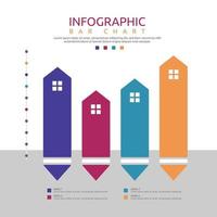 plantilla de infografía de datos estadísticos de gráficos de barras de bienes raíces vector