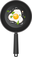 Fried egg in pan clipart design illustration png