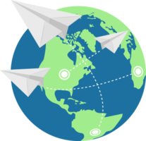 avião voando ao redor do mundo ilustração de design de clipart png