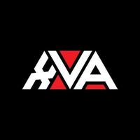 XVA triangle letter logo design with triangle shape. XVA triangle logo design monogram. XVA triangle vector logo template with red color. XVA triangular logo Simple, Elegant, and Luxurious Logo. XVA
