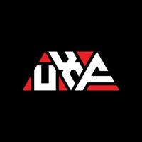 UXF triangle letter logo design with triangle shape. UXF triangle logo design monogram. UXF triangle vector logo template with red color. UXF triangular logo Simple, Elegant, and Luxurious Logo. UXF