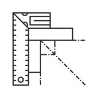 Set square linear icon. Angle measurement. Thin line illustration. Ruler with angle bar. Contour symbol. Vector isolated outline drawing