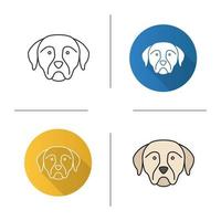 Rottweiler icon. Guardian dog breed. Flat design, linear and color styles. Isolated vector illustrations