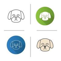 Maltese icon. Toy dog breed. Flat design, linear and color styles. Isolated vector illustrations