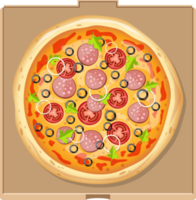 pizza fresca e ilustração de design de clipart de caixa de pizza png