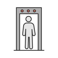 Metal detector portal color icon. Airport security scanner with person inside. Isolated vector illustration