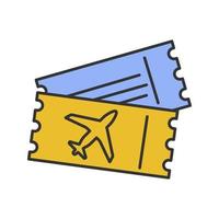 Airplane tickets color icon. Airline boarding pass documents. Isolated vector illustration