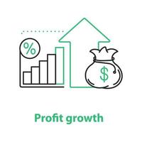 Profit growth concept icon. Business idea thin line illustration. Income. Vector isolated outline drawing