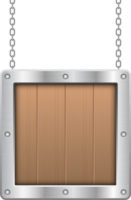 Wooden hanging board with metallic frame clipart design illustration png