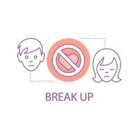 Couple break up concept icon. Relationships breakdown idea thin line illustration. Vector isolated outline drawing