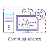 Computer science concept icon. E-learning. Digital technology and science. Computing idea thin line illustration. Vector isolated outline drawing