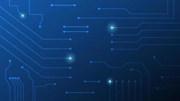 Hi-tech digital circuit board. AI pad and electrical lines connected on blue lighting background vector