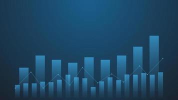 Financial business statistics with bar graph and candlestick chart show stock market price and effective earning on blue background vector