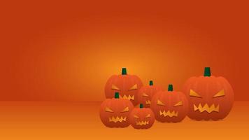pumpkin lantern with blank orange color lighting background with copy space vector