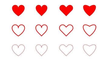 heart shape set isolated on white background vector