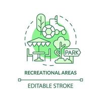 Recreational areas green concept icon. Type of land-use abstract idea thin line illustration. Recreational purposes. Isolated outline drawing. Editable stroke vector