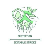 Protection green concept icon. Sustainable land management abstract idea thin line illustration. Natural environment. Isolated outline drawing. Editable stroke