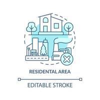 Residential area turquoise concept icon. Land use classification abstract idea thin line illustration. Permanent residence. Isolated outline drawing. Editable stroke