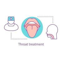 icono del concepto de salud de la garganta. sistema respiratorio. Ilustración de línea delgada de idea de otorrinolaringología. problemas ent. dibujo de contorno aislado vectorial vector