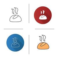 Dinner roll icon. Flat design, linear and color styles. Round bun. Isolated vector illustrations