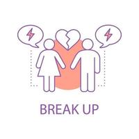 Couple break up concept icon. Relationships breakdown idea thin line illustration. Vector isolated outline drawing