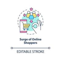 Surge of online shoppers concept icon. E-commerce success. Retail strategy trends abstract idea thin line illustration. Isolated outline drawing. Editable stroke