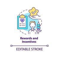 Rewards and incentives concept icon. Program for patients. Healthcare macro trends abstract idea thin line illustration. Isolated outline drawing. Editable stroke