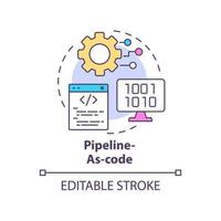 Pipeline-as-code concept icon. Automation in program writing. Tech macro trends abstract idea thin line illustration. Isolated outline drawing. Editable stroke vector