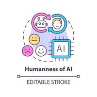 Humanness of AI concept icon. Machine learning. Tech macro trends abstract idea thin line illustration. Isolated outline drawing. Editable stroke