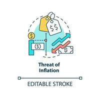 Threat of inflation concept icon. Global financial problems. Macro economy trends abstract idea thin line illustration. Isolated outline drawing. Editable stroke vector