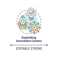 Exploding innovation centers concept icon. Technology startups. Trends in enterprise abstract idea thin line illustration. Isolated outline drawing. Editable stroke vector