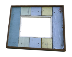 Old color wooden frame photo on transparent background png file