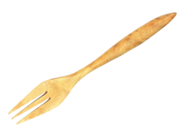 Wooden fork natural wood isolated on transparent background png file