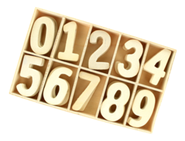 wooden box with numbers on transparent background png file