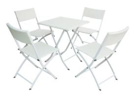 ensemble de table en bois de jardin et chaises pliantes isolé sur fond transparent fichier png