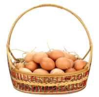 huevos marrones en la cesta en el archivo png de fondo transparente