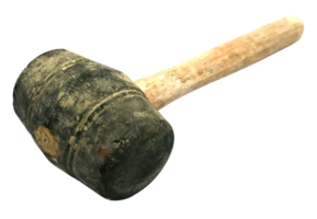 Old sledge rubber hammer isolated on transparent background png file