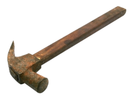 old carpenter's hammer isolated on transparent background png file